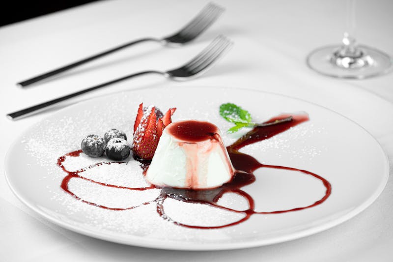 Creamy panna cotta with berry coulis